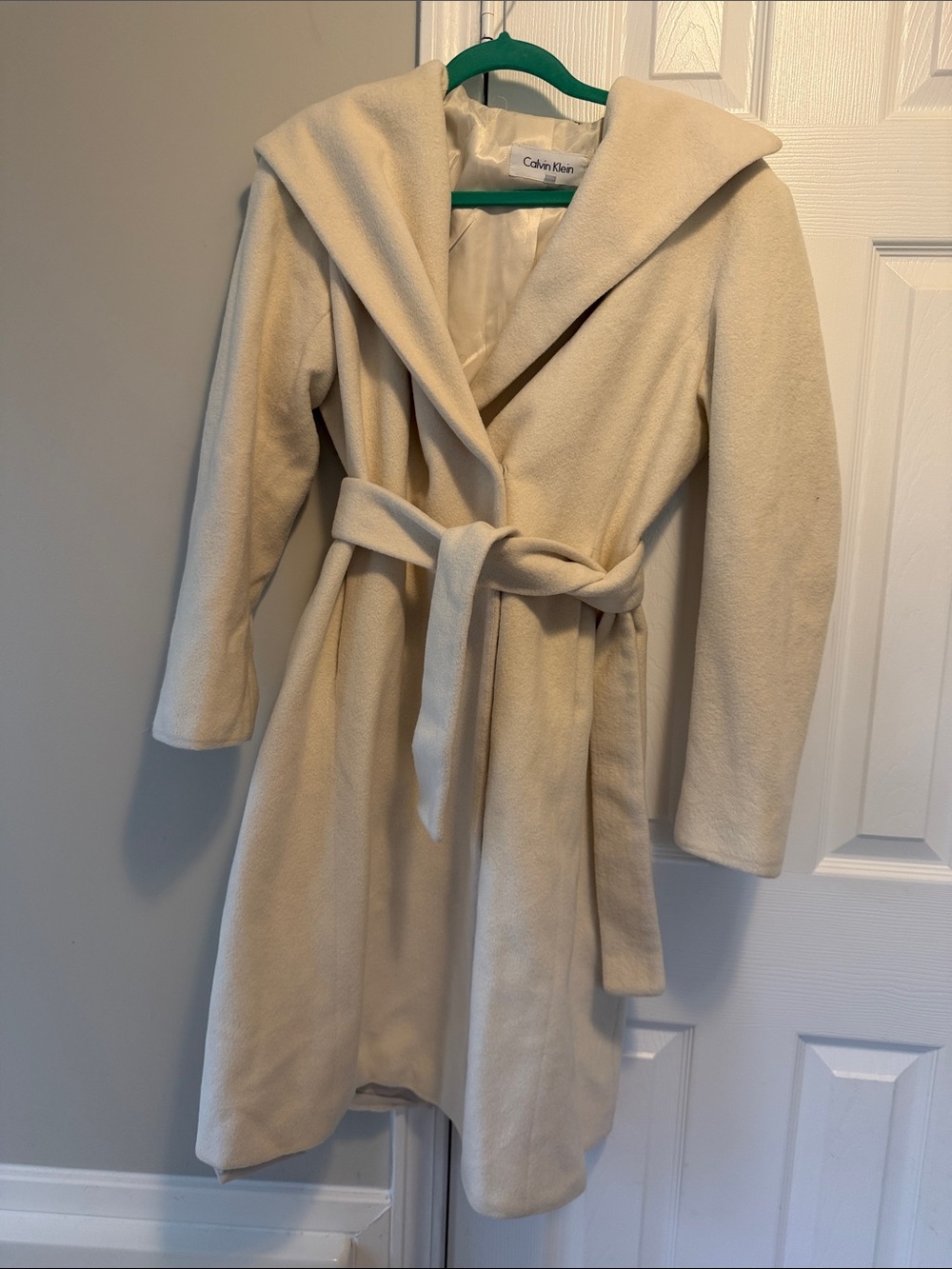 Calvin Klein Women's Open Collared Wool Coat